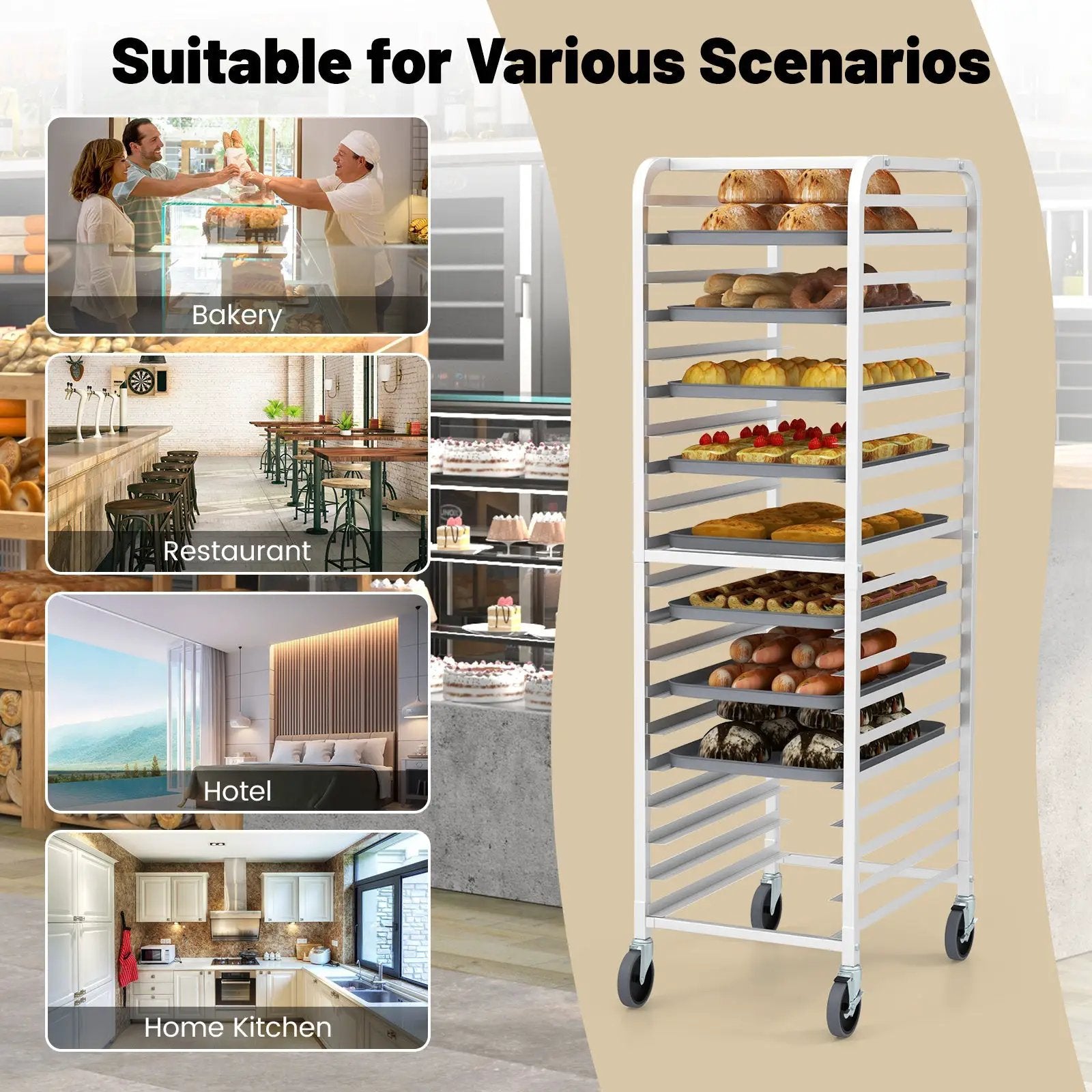 26 x 20 x 70 Inch 20 Sheet Aluminum Pan Rolling Bakery Rack by DirectDeals