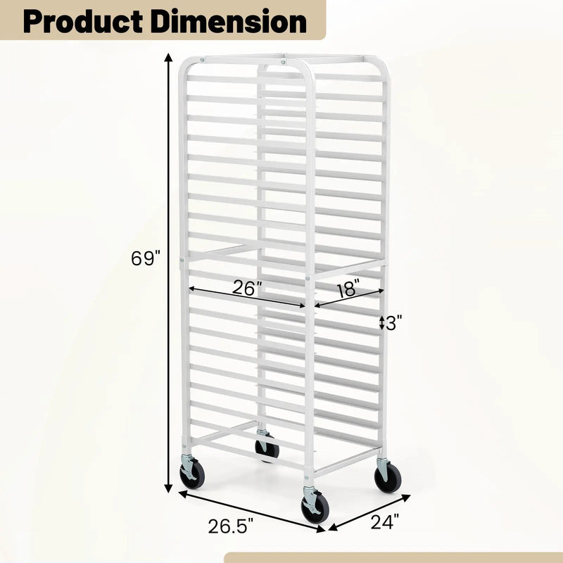 26 x 20 x 70 Inch 20 Sheet Aluminum Pan Rolling Bakery Rack by DirectDeals