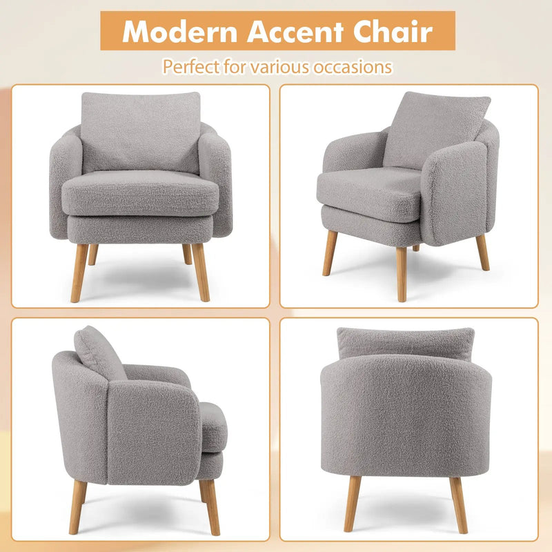 Sherpa Accent Chair Modern Living Room Chair with Seat Cushion by DirectDeals
