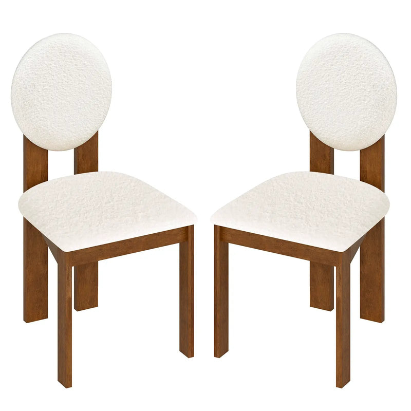 Sherpa Dining Chairs Set of 2 with Rubber Wood Legs for Living Room Restaurant-White by DirectDeals