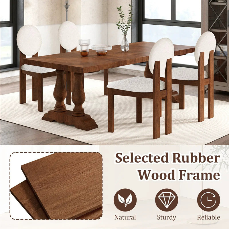 Sherpa Dining Chairs Set of 2 with Rubber Wood Legs for Living Room Restaurant-White by DirectDeals
