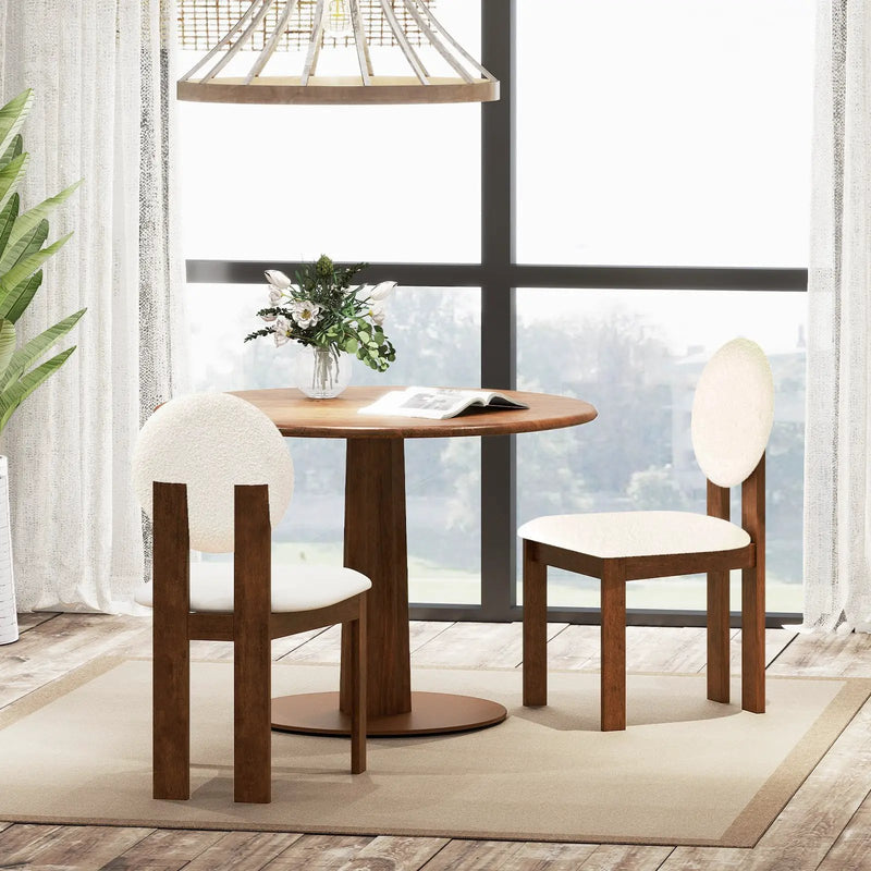 Sherpa Dining Chairs Set of 2 with Rubber Wood Legs for Living Room Restaurant-White by DirectDeals