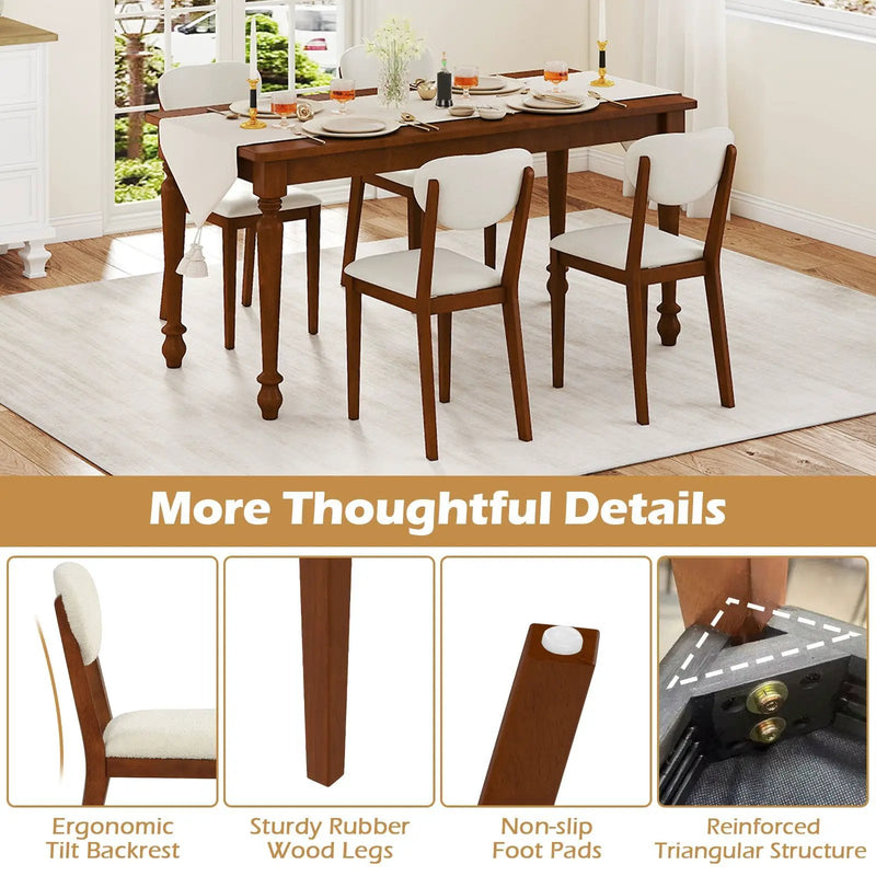 Sherpa Dining Chairs Set of 4 with Rubber Wood Legs for Dining Room-Walnut by DirectDeals
