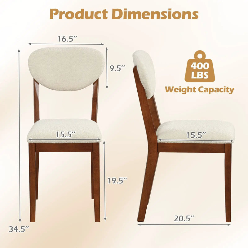 Sherpa Dining Chairs Set of 4 with Rubber Wood Legs for Dining Room-Walnut by DirectDeals