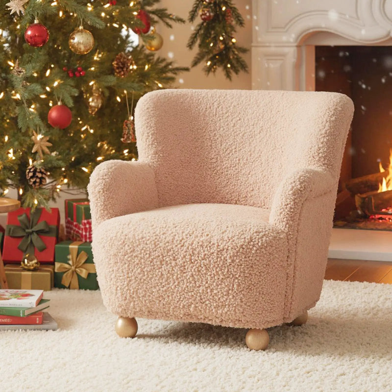 Sherpa Kids Sofa Comfy Toddler Armchair with Solid Rubber Wood Legs by DirectDeals