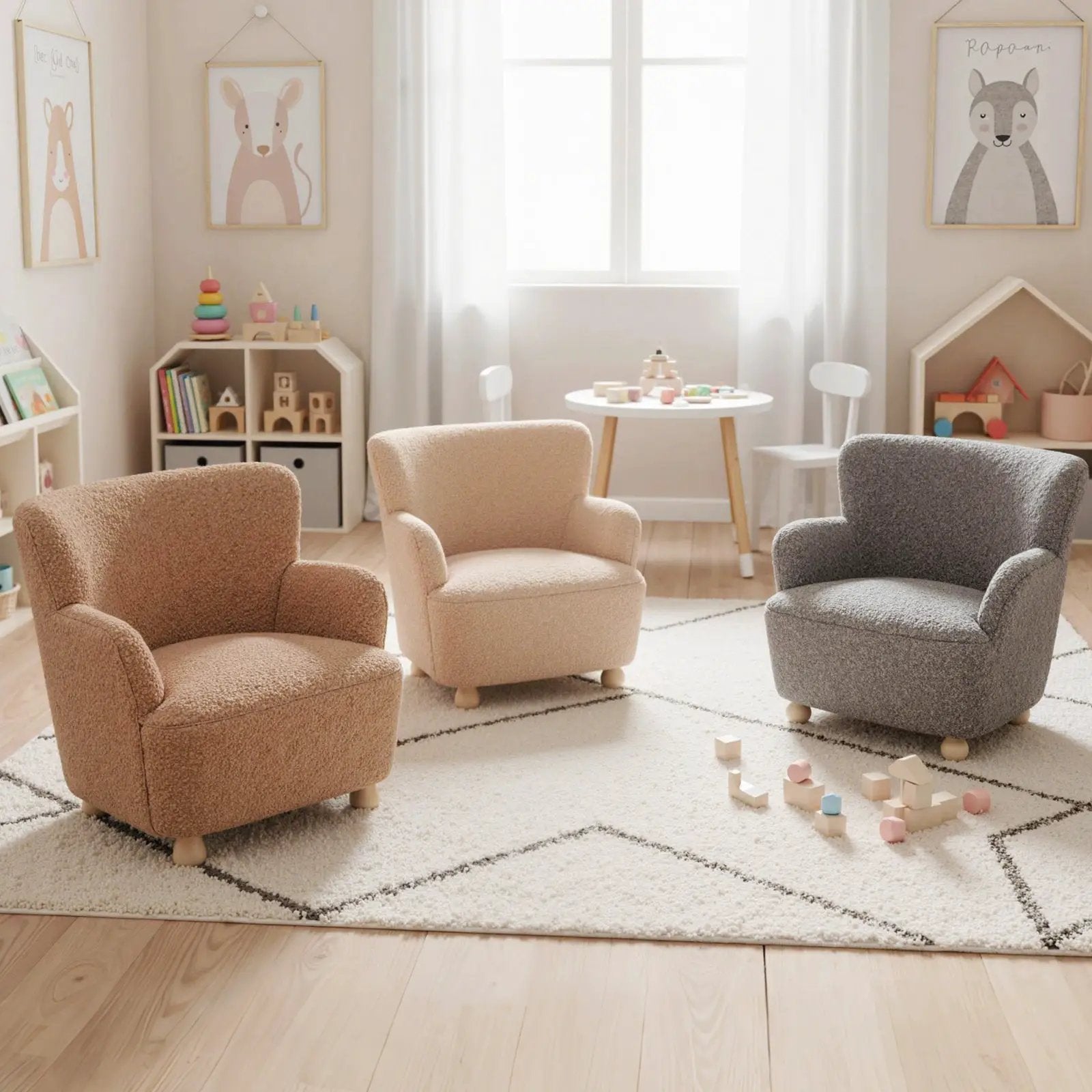 Sherpa Kids Sofa Comfy Toddler Armchair with Solid Rubber Wood Legs by DirectDeals