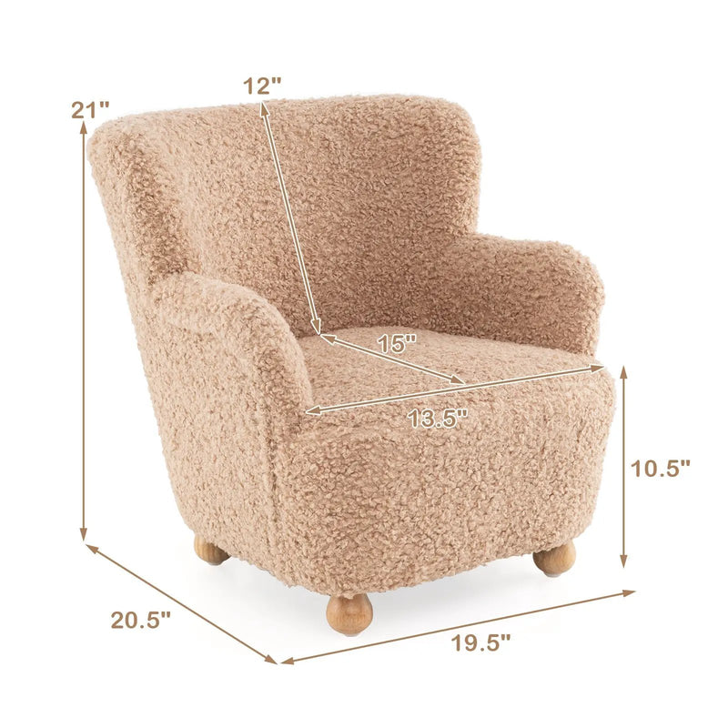 Sherpa Kids Sofa Comfy Toddler Armchair with Solid Rubber Wood Legs by DirectDeals