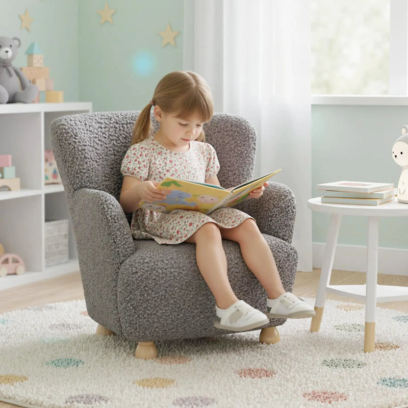 Sherpa Kids Sofa Comfy Toddler Armchair with Solid Rubber Wood Legs by DirectDeals