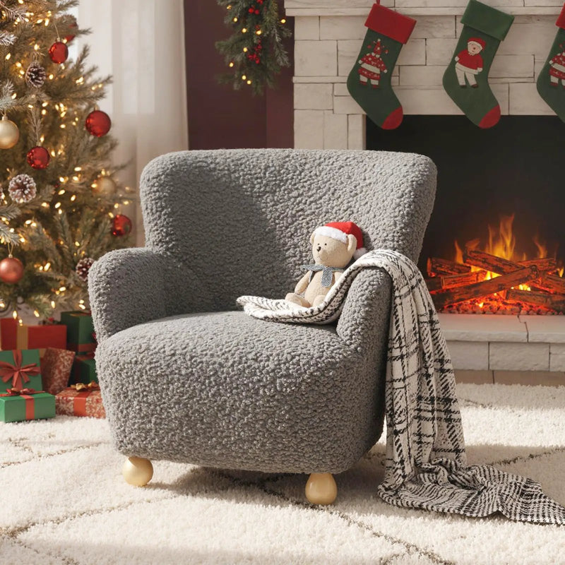 Sherpa Kids Sofa Comfy Toddler Armchair with Solid Rubber Wood Legs by DirectDeals
