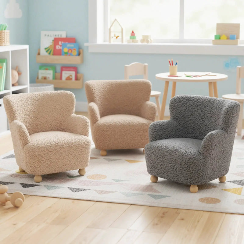 Sherpa Kids Sofa Comfy Toddler Armchair with Solid Rubber Wood Legs by DirectDeals