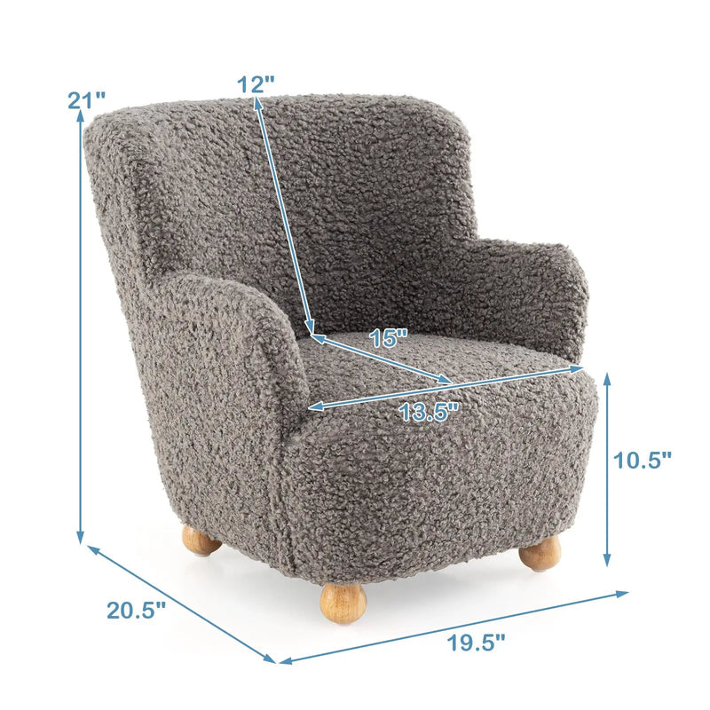 Sherpa Kids Sofa Comfy Toddler Armchair with Solid Rubber Wood Legs by DirectDeals