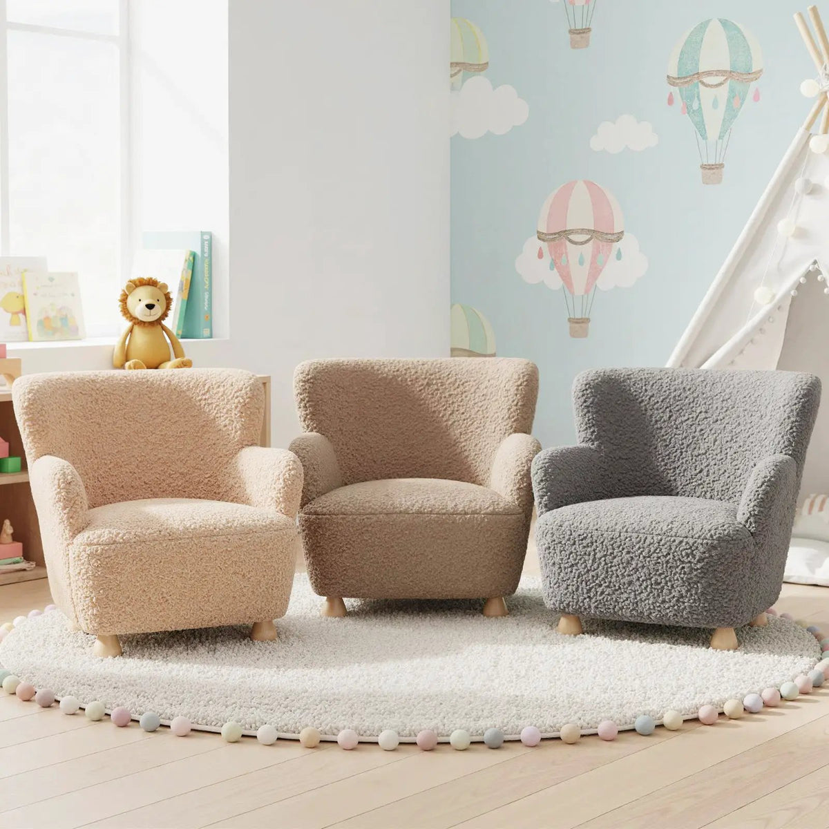 Sherpa Kids Sofa Comfy Toddler Armchair with Solid Rubber Wood Legs by DirectDeals