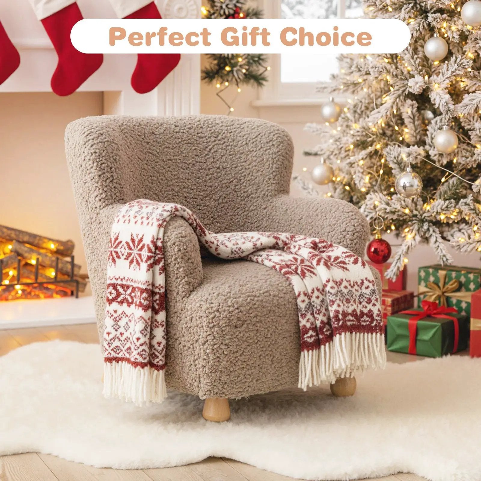 Sherpa Kids Sofa Comfy Toddler Armchair with Solid Rubber Wood Legs by DirectDeals