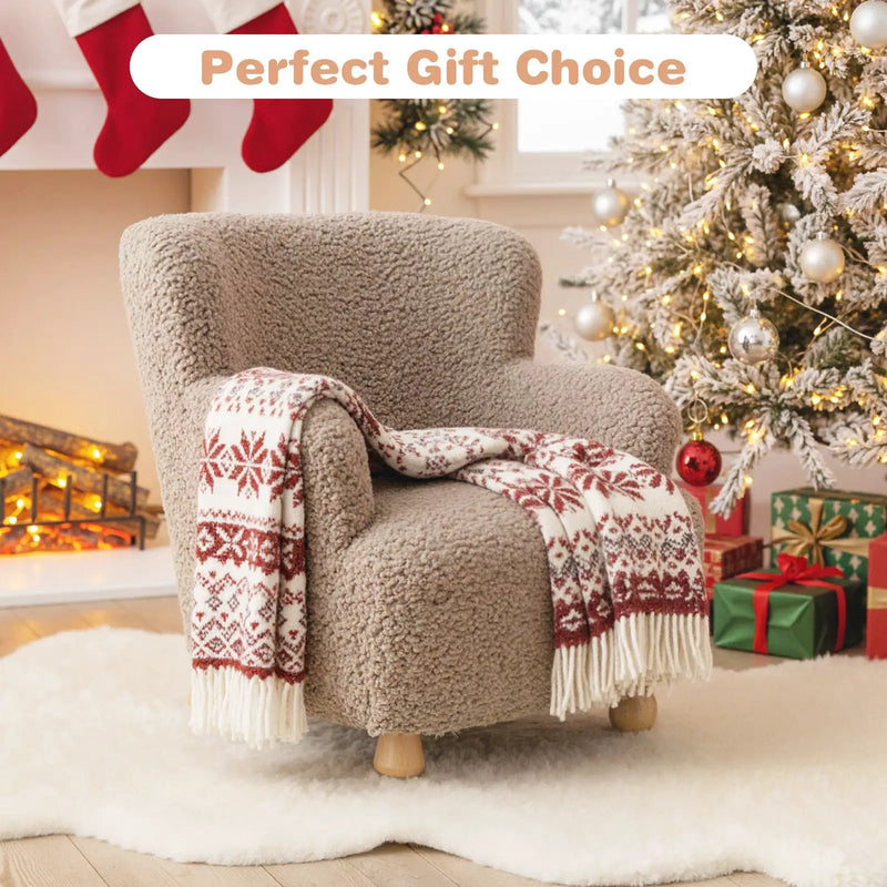 Sherpa Kids Sofa Comfy Toddler Armchair with Solid Rubber Wood Legs by DirectDeals