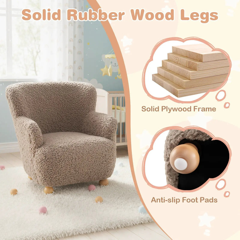 Sherpa Kids Sofa Comfy Toddler Armchair with Solid Rubber Wood Legs by DirectDeals