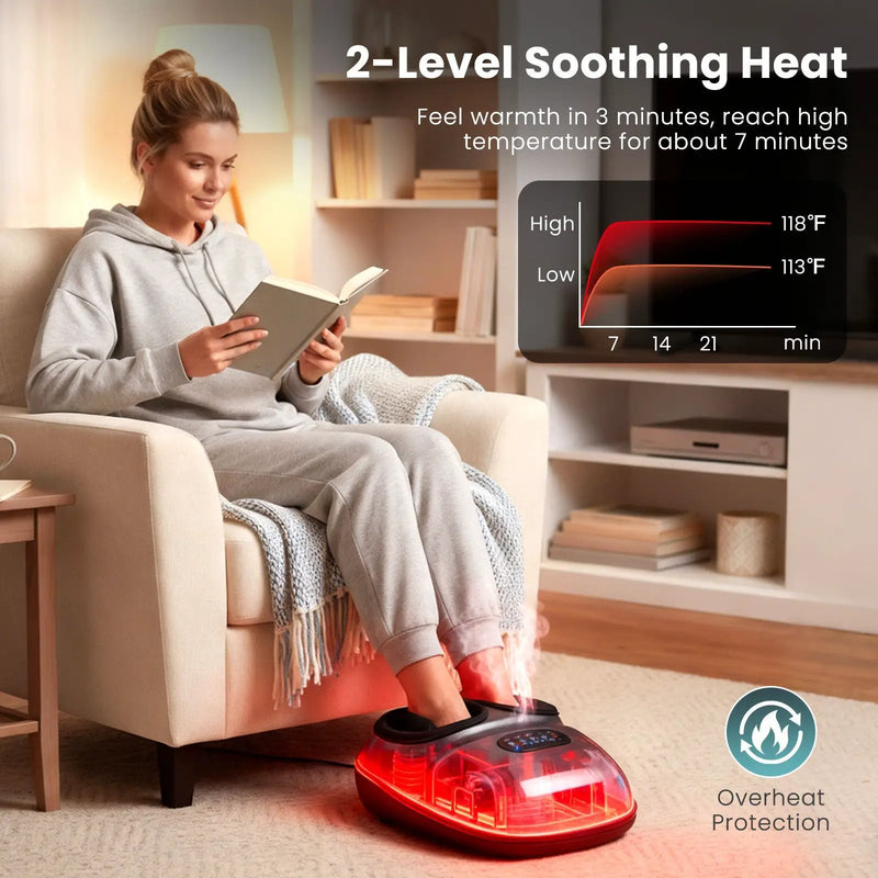 Shiatsu Foot Massager Machine with 2-Level Heat and Air Compression-Black by DirectDeals
