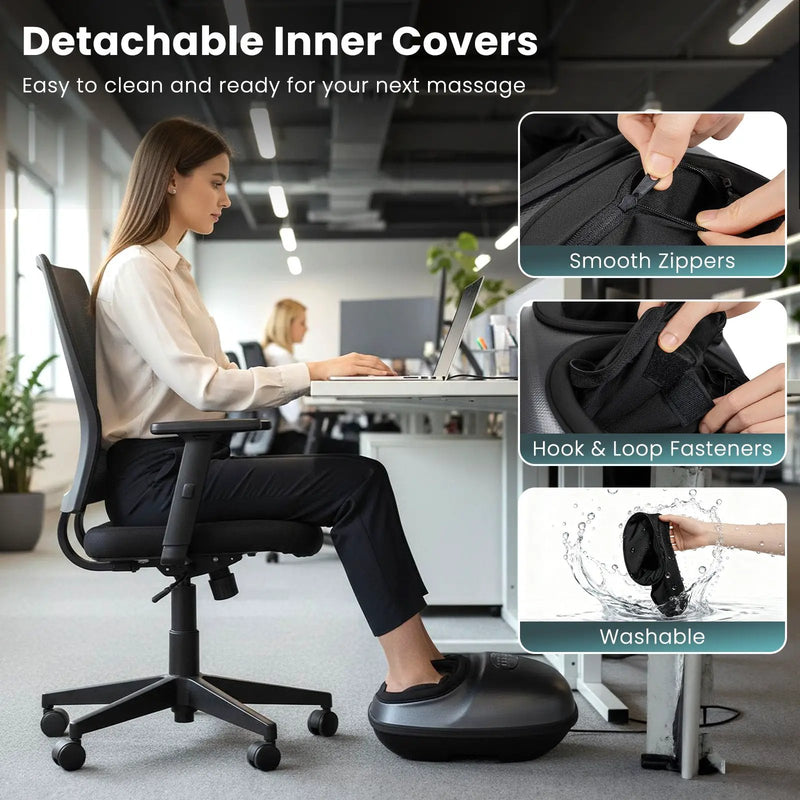 Shiatsu Foot Massager Machine with 2-Level Heat and Air Compression-Black by DirectDeals
