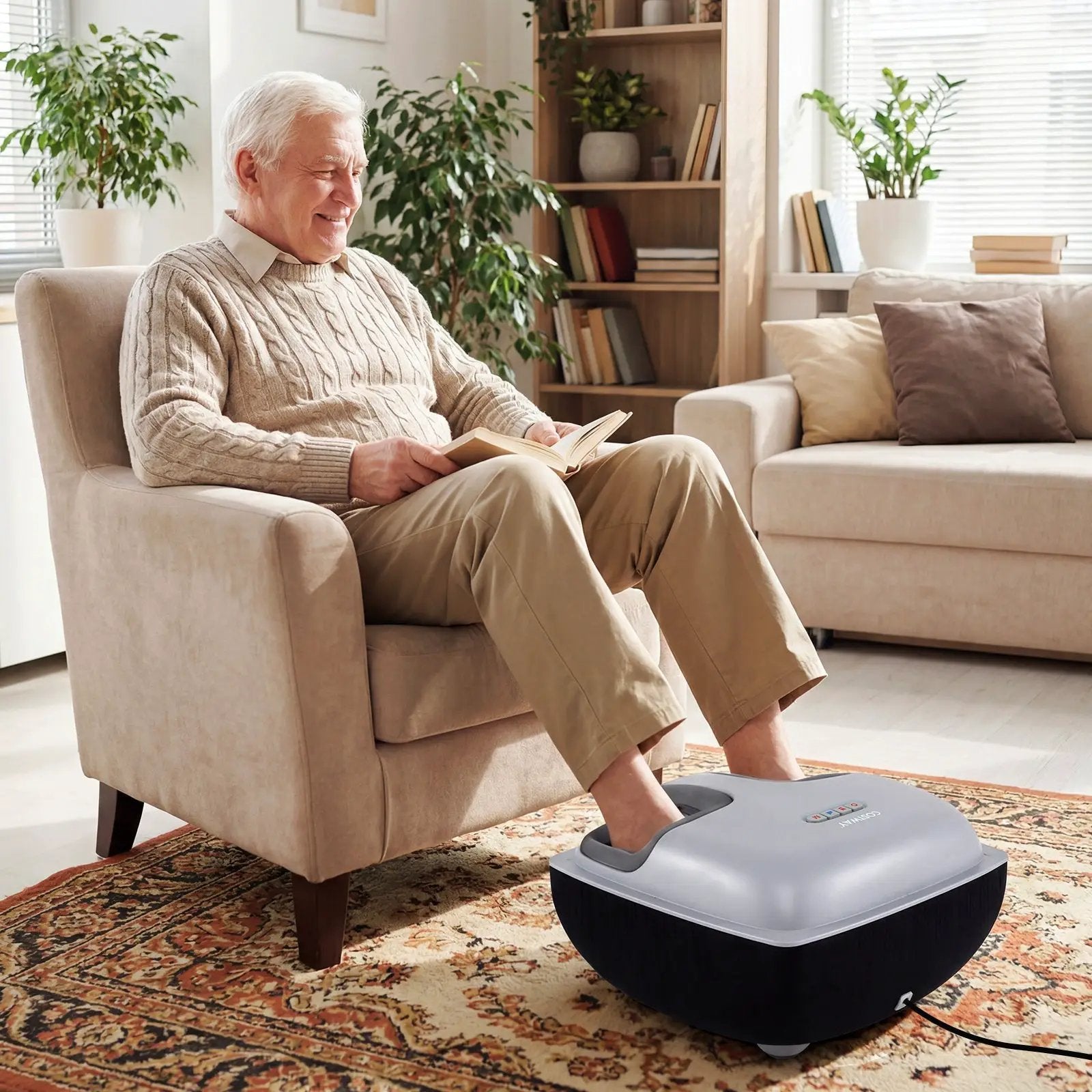 Shiatsu Foot Massager with 3-Level Deep Kneading and Air Compression by DirectDeals