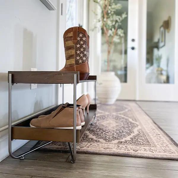 Modern Wood and Metal Shoe Rack by Decor Steals