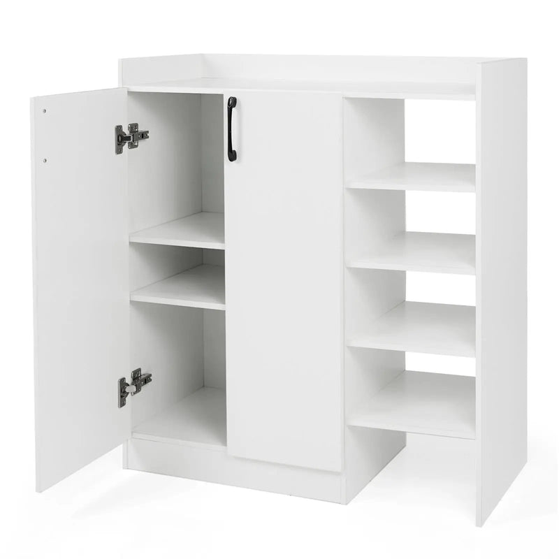 Shoe Cabinet with 2 Doors Shoe Storage Organizer with 2 Adjustable Inner Shelves-White by DirectDeals