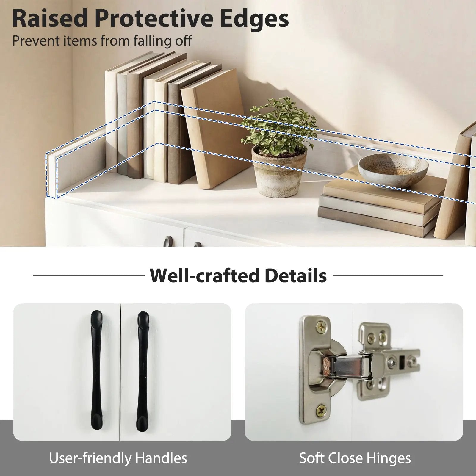 Shoe Cabinet with 2 Doors Shoe Storage Organizer with 2 Adjustable Inner Shelves-White by DirectDeals