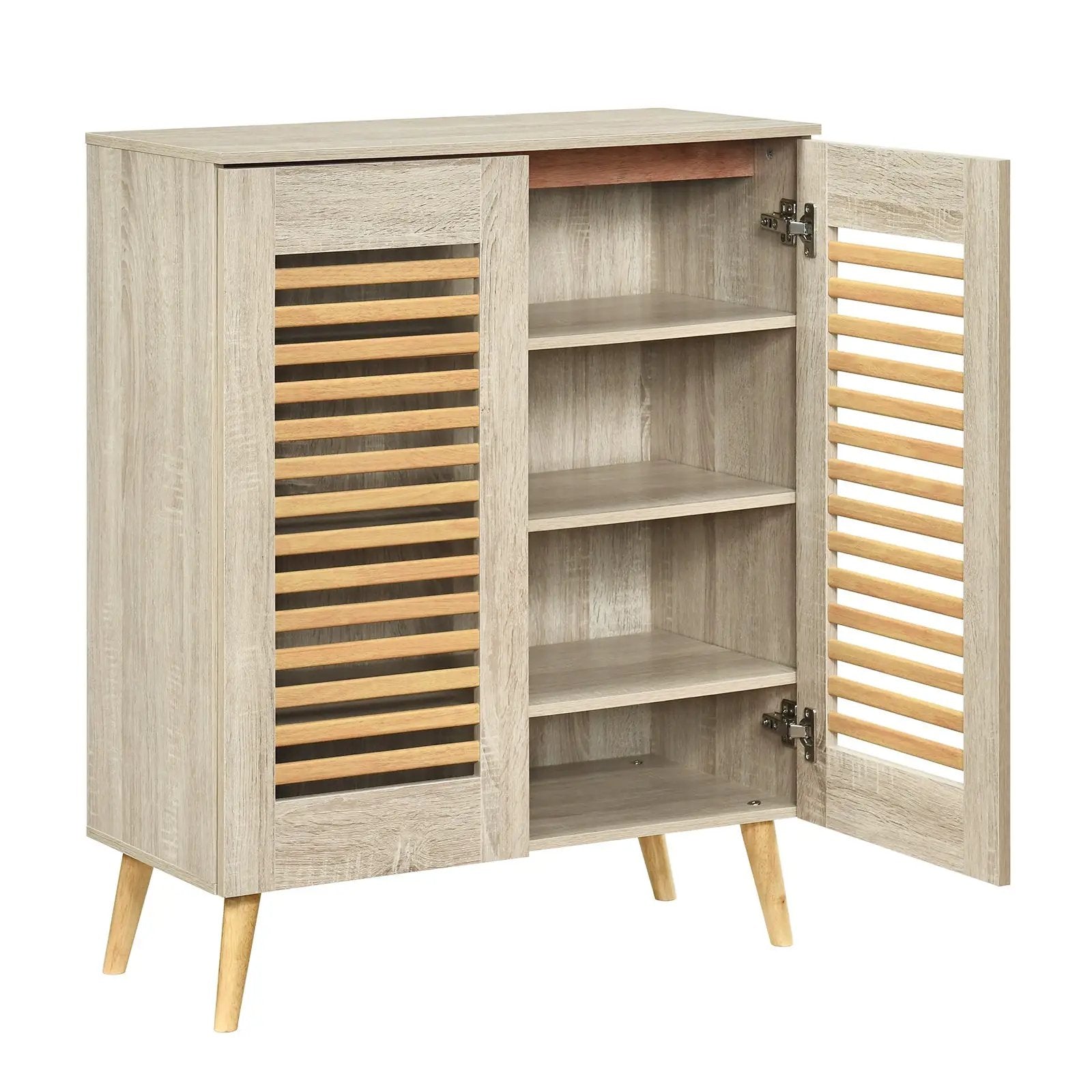 Shoe Cabinet with Louvered Doors and Removable Shelves by DirectDeals