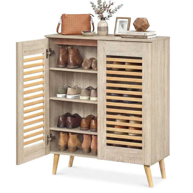 Shoe Cabinet with Louvered Doors and Removable Shelves by DirectDeals