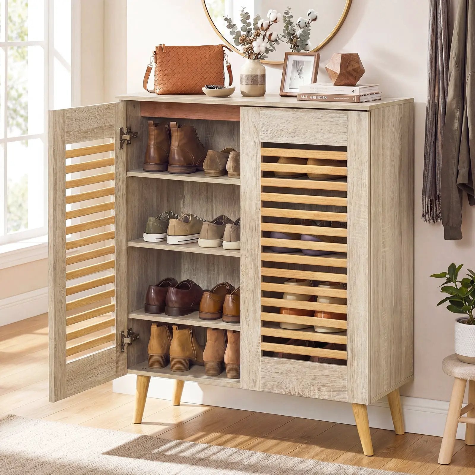 Shoe Cabinet with Louvered Doors and Removable Shelves by DirectDeals