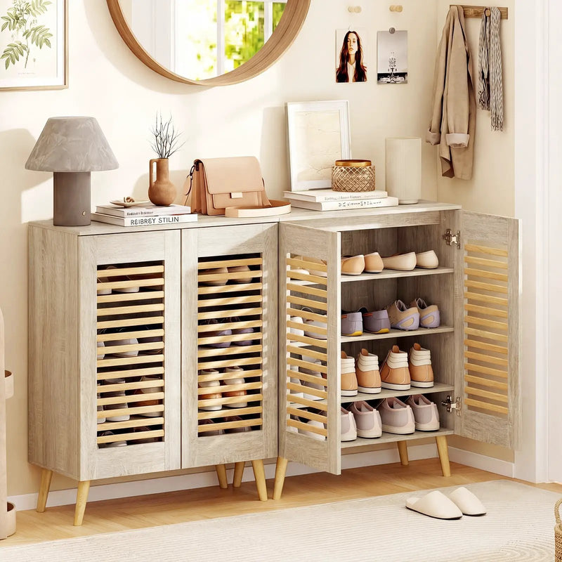 Shoe Cabinet with Louvered Doors and Removable Shelves by DirectDeals