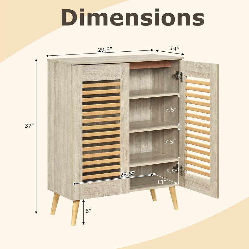 Shoe Cabinet with Louvered Doors and Removable Shelves by DirectDeals