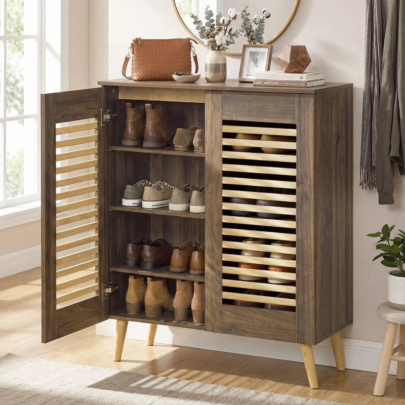 Shoe Cabinet with Louvered Doors and Removable Shelves by DirectDeals