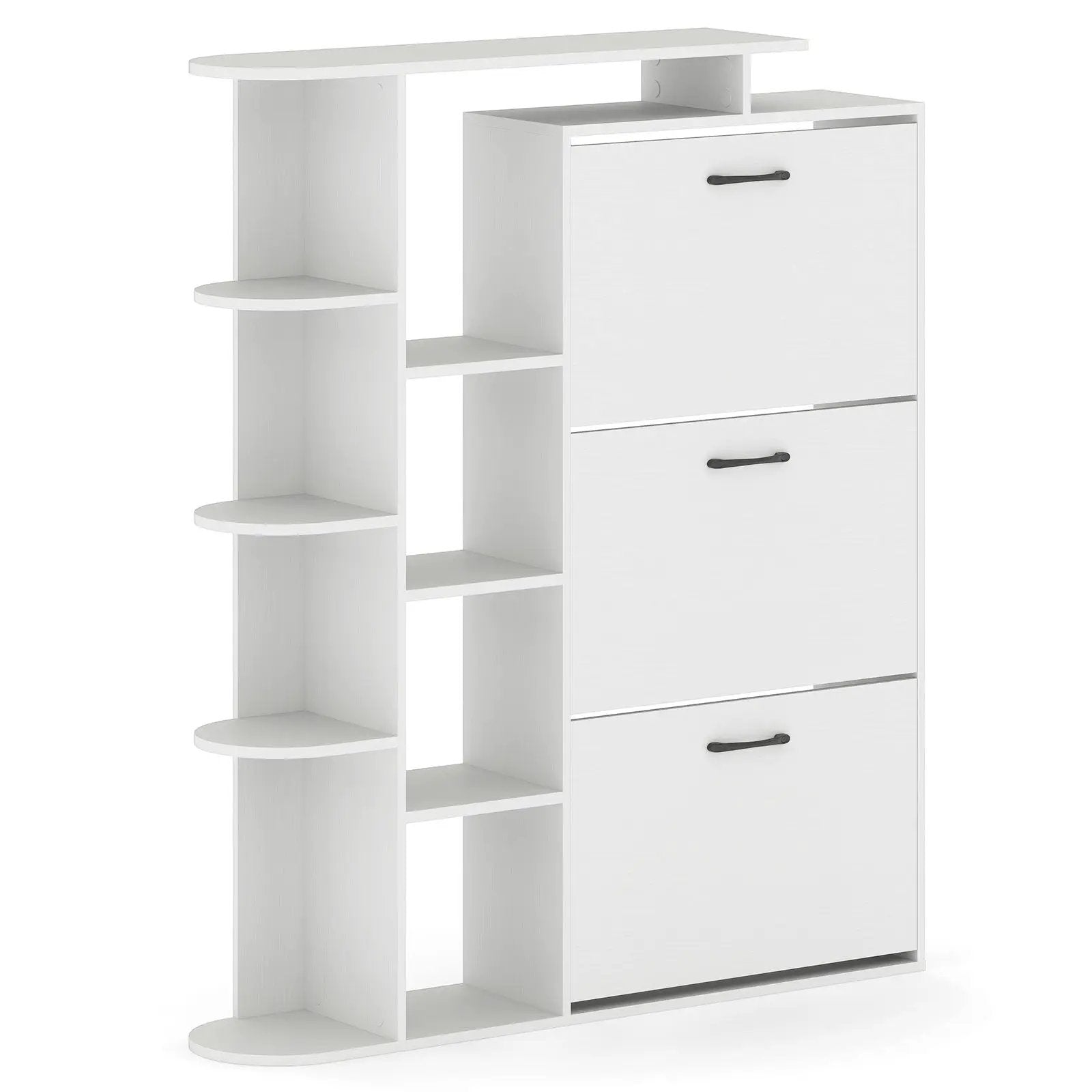 Shoe Cabinet with Open Shelves Modern Shoe Organizer with 3 Flip Drawers by DirectDeals