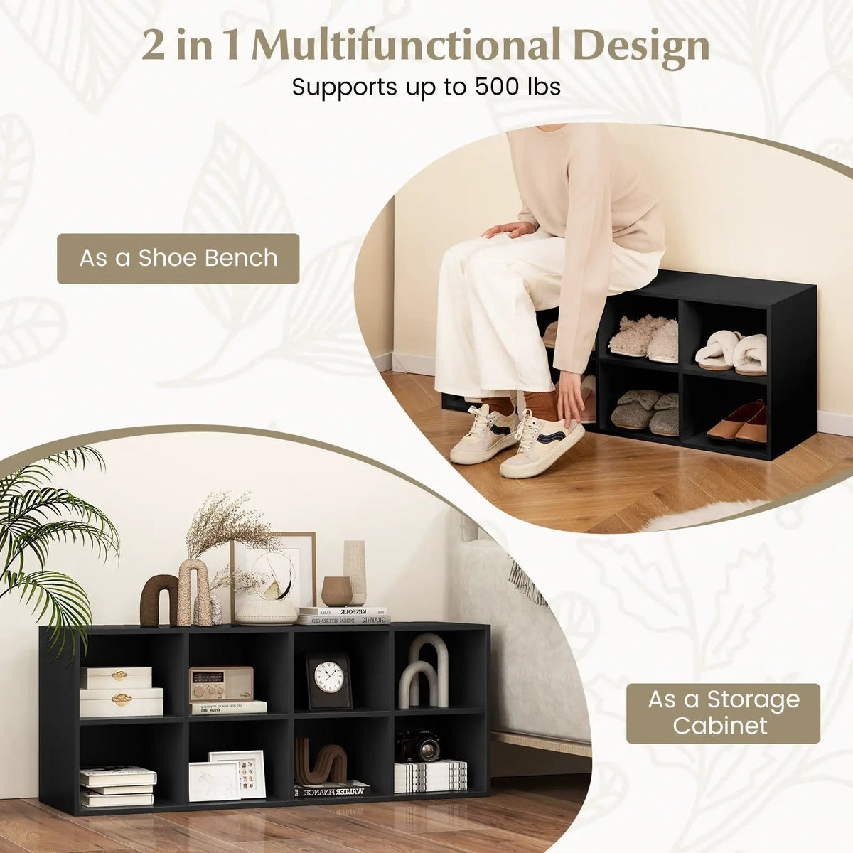 8 Cubbies Shoe Organizer with 500 LBS Weight Capacity by DirectDeals
