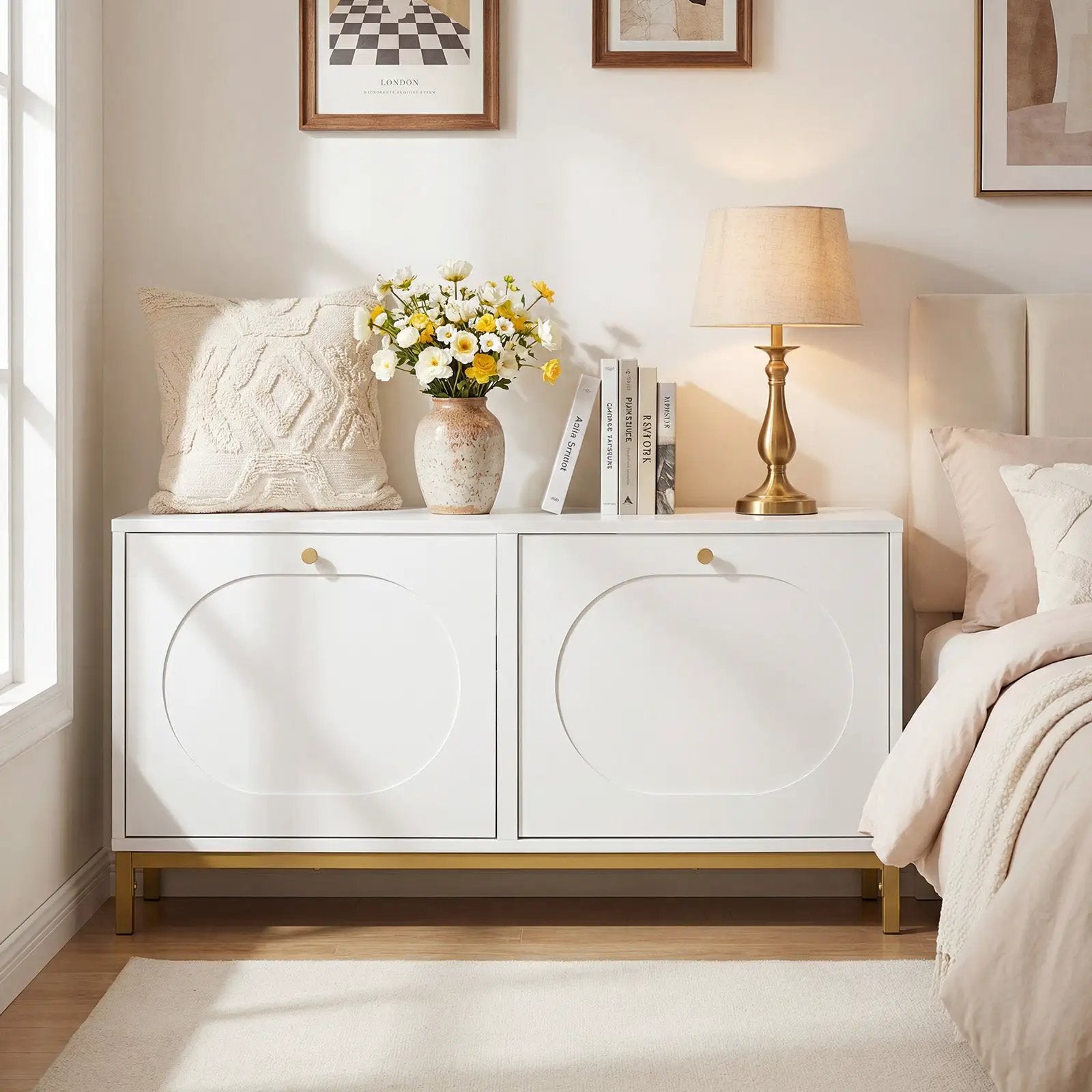 Shoe Storage Bench Narrow Entryway Bench with 2 Flip Drawers Adjustable Shelves-White by DirectDeals