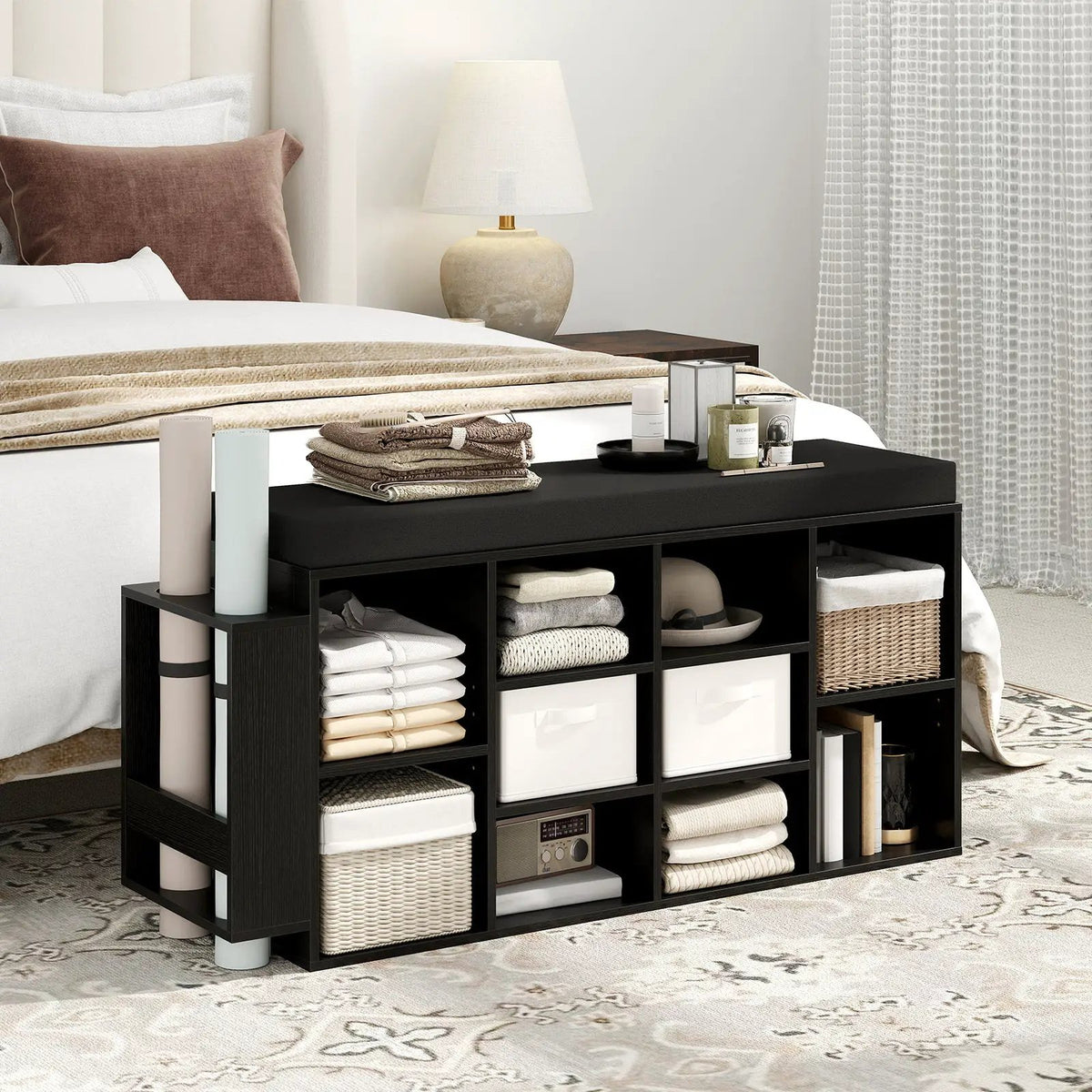 Shoe Storage Bench with Umbrella Stand 10-Cubby Entryway Shoe Rack Organizer by DirectDeals