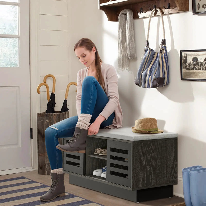 Shoe Bench with 6 Storage Compartments and 3 Adjustable Shelves by DirectDeals