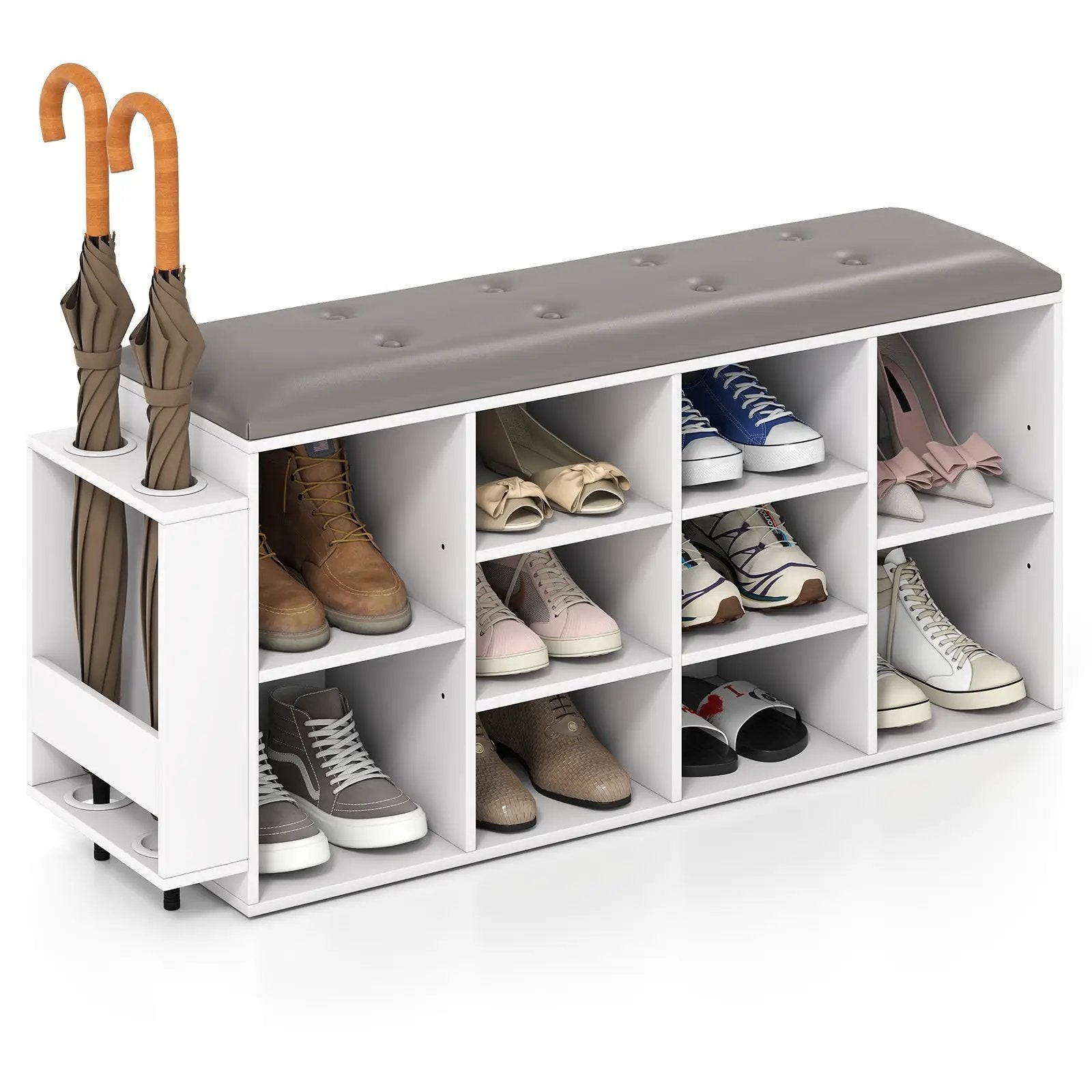 Shoe Storage Bench with Umbrella Stand and Adjustable Shelf by DirectDeals