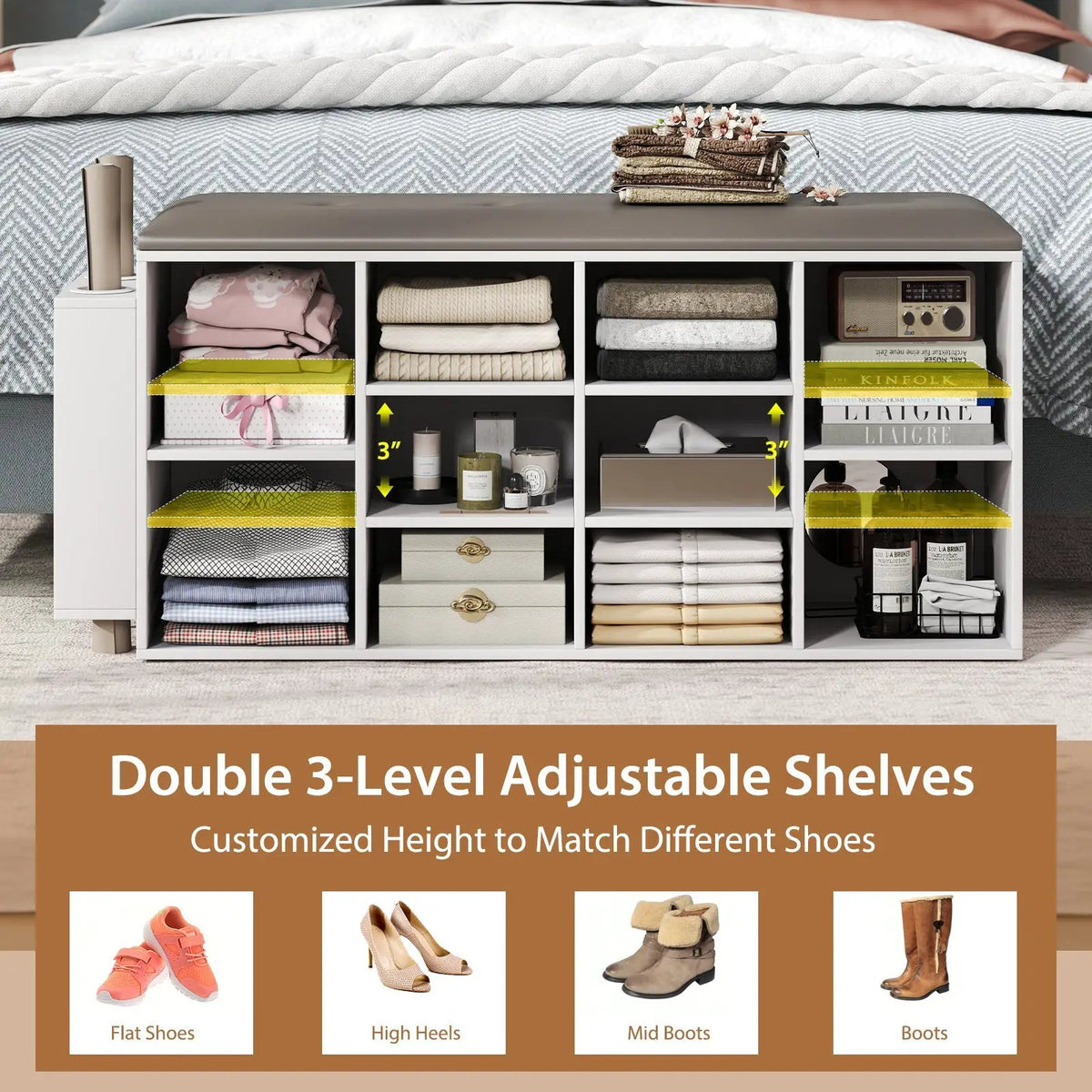 Shoe Storage Bench with Umbrella Stand and Adjustable Shelf by DirectDeals
