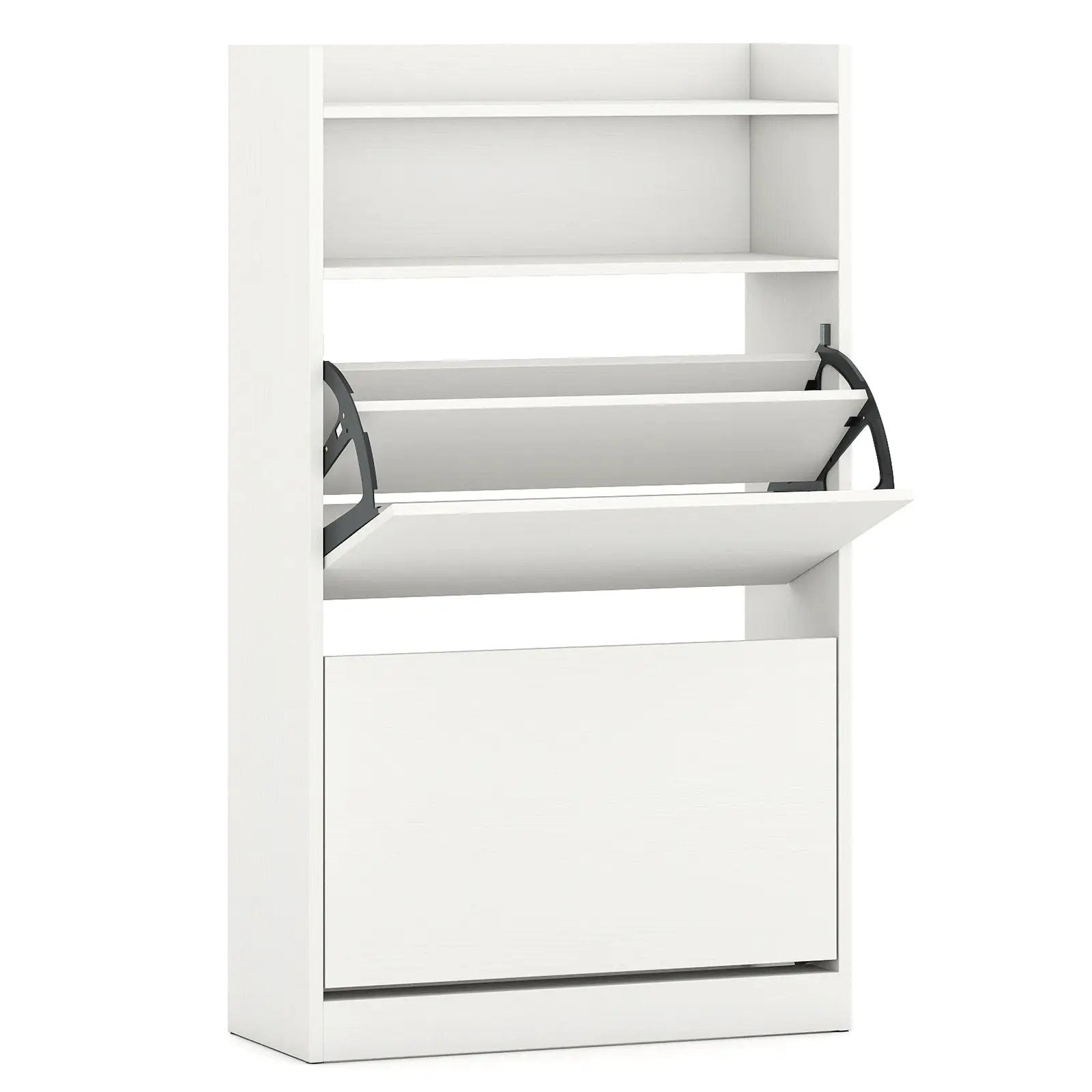 Shoe Storage Cabinet Hidden Shoe Rack with 2 Flip Drawers Adjustable and Removable Shelves-White by DirectDeals