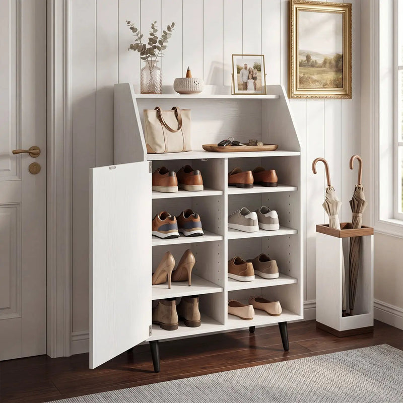 Shoe Storage Cabinet with Adjustable Shelves - White by DirectDeals