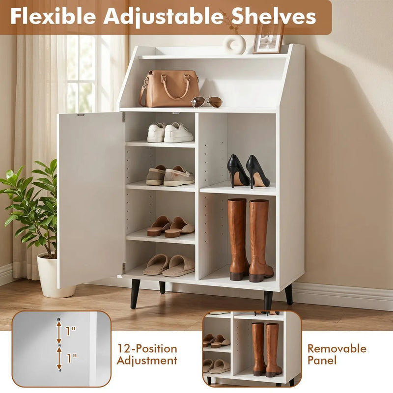 Shoe Storage Cabinet with Adjustable Shelves - White by DirectDeals