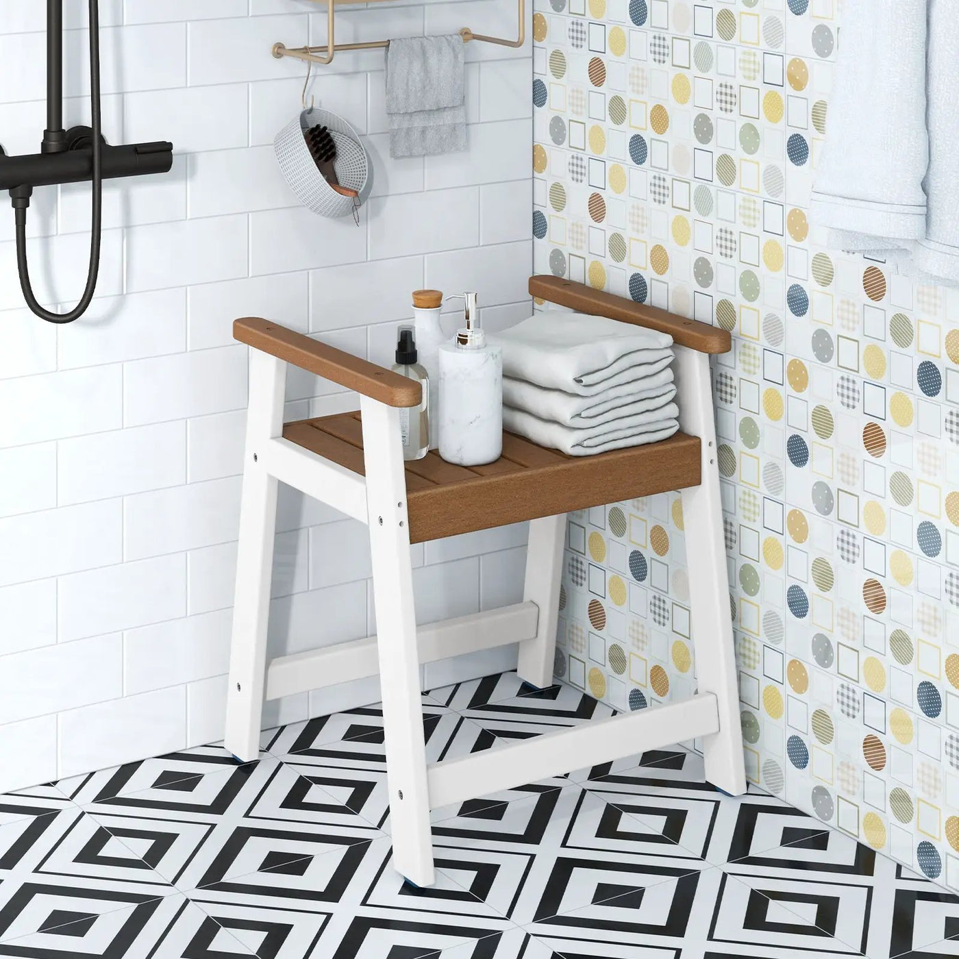 Shower Bench with Arms for Inside Shower Shaving Legs by DirectDeals