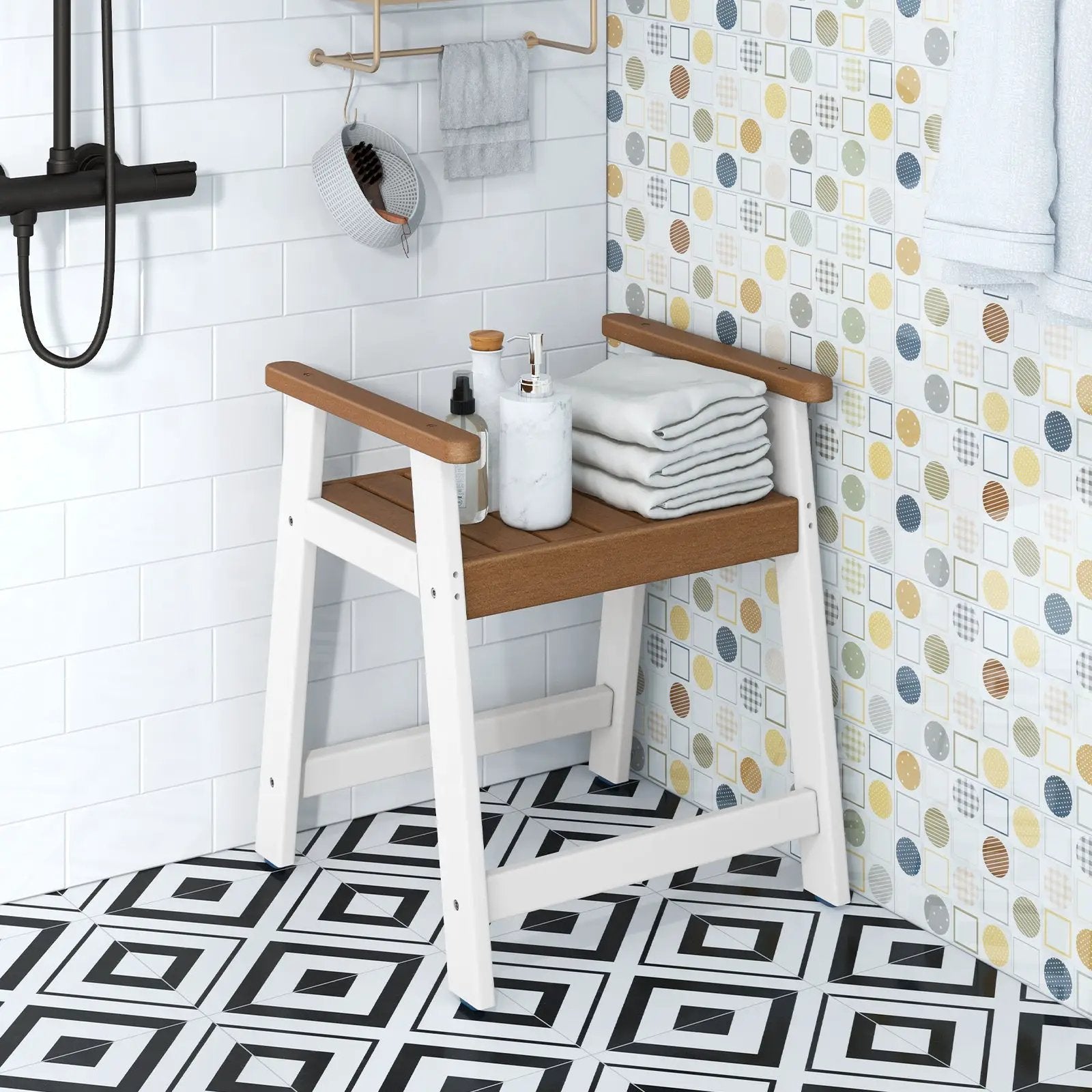 Shower Bench with Arms for Inside Shower Shaving Legs by DirectDeals