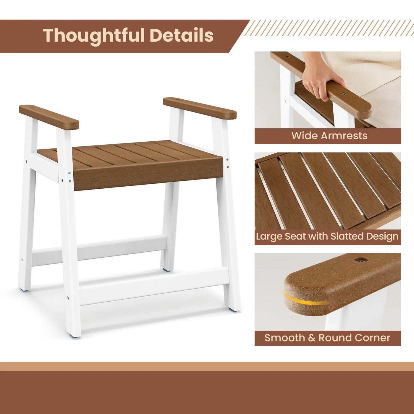 Shower Bench with Arms for Inside Shower Shaving Legs by DirectDeals