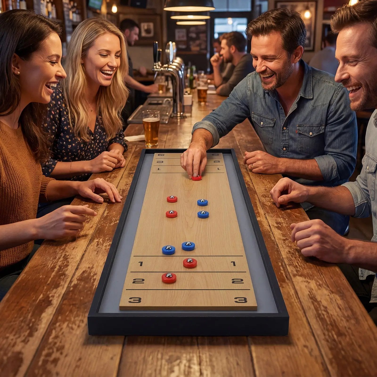 Shuffleboard and Curling 2 in 1 Board Game Portable 2-Sided Tabletop Shuffle Board Game by DirectDeals