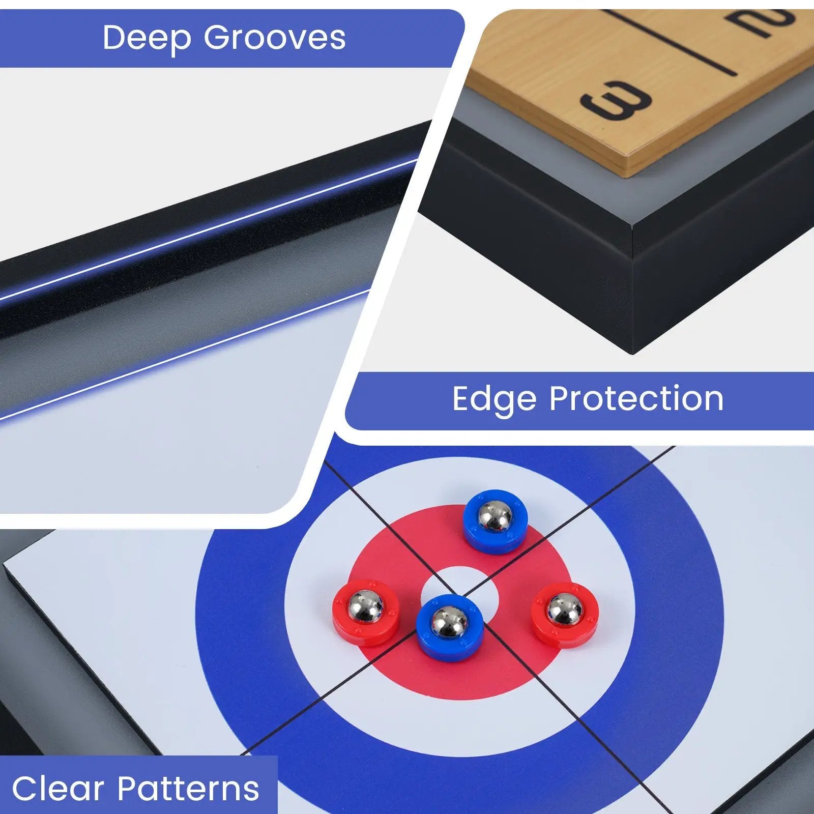 Shuffleboard and Curling 2 in 1 Board Game Portable 2-Sided Tabletop Shuffle Board Game by DirectDeals