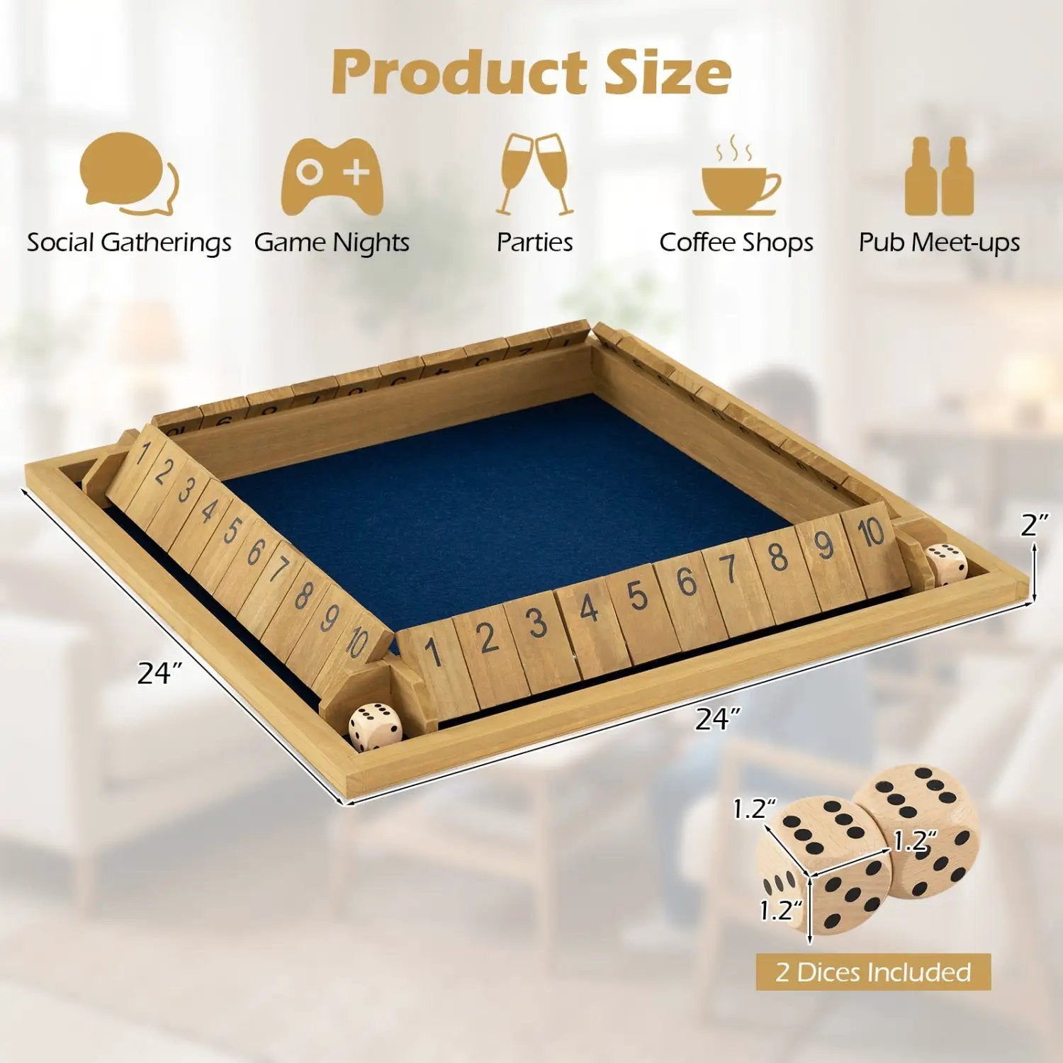 24 Inch Extra-Large Shut The Box Game for 2 by DirectDeals