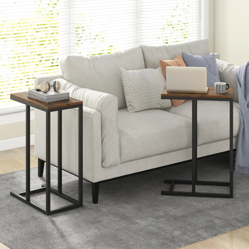 C-shaped Side Table with Heavy-duty Metal Frame by DirectDeals