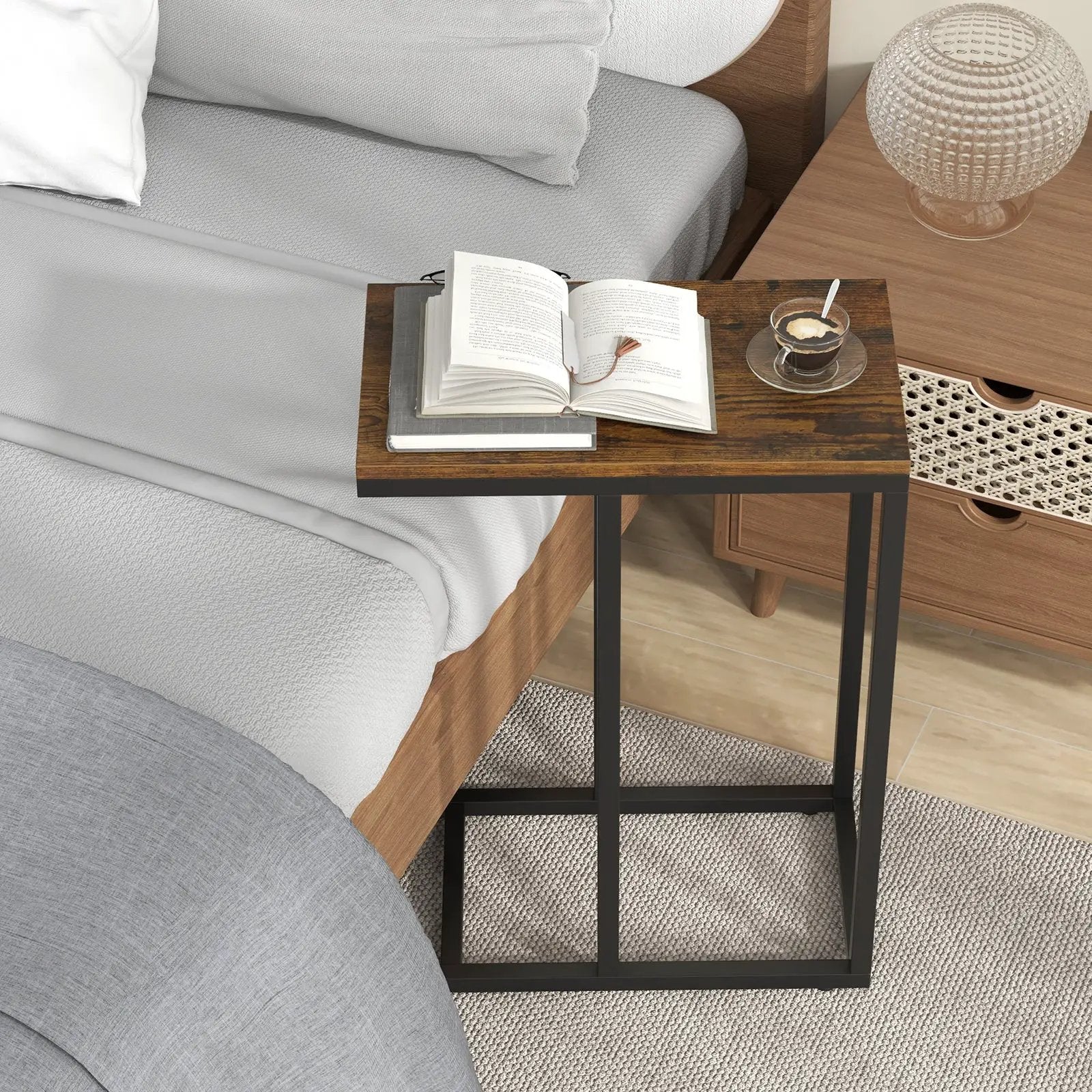 C-shaped Side Table with Heavy-duty Metal Frame by DirectDeals