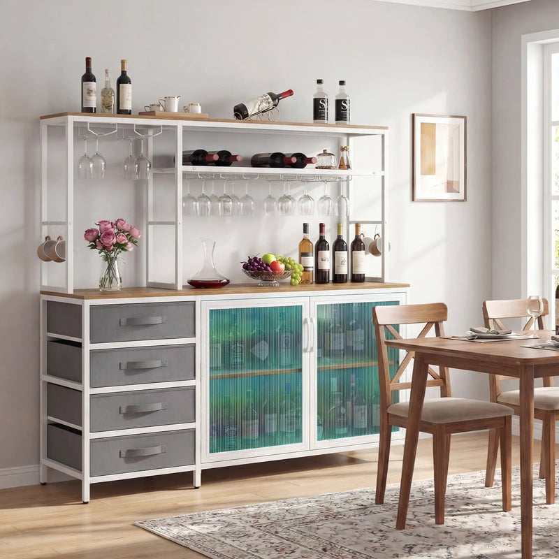 Sideboard Buffet Cabinet with LED Lights 55 inch Coffee Table with Power Outlets by DirectDeals